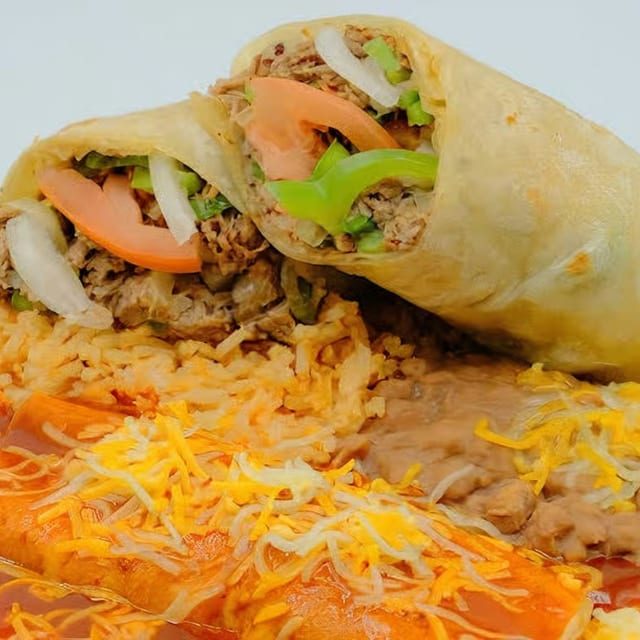 Combo#6 Beef Burrito & Enchilada.